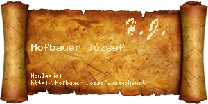 Hofbauer József névjegykártya
